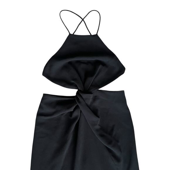 Ronny Kobo Women’s Sero Twist Front Midriff Halter Black Midi Dress Size Medium - Picture 5 of 13